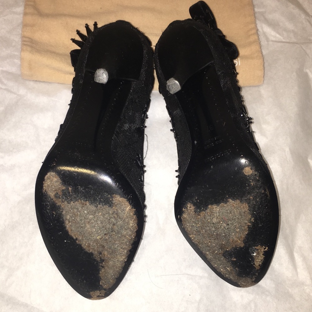 SERGIO ROSSI BLACK PEEP-TOE SHOES SIZE 37 - Picture 5 of 8